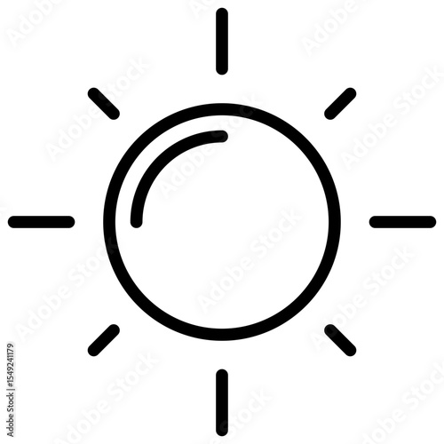 Sunlight - Outline Style Icon - shining sun symbol, indicating daylight, brightness, or natural energy