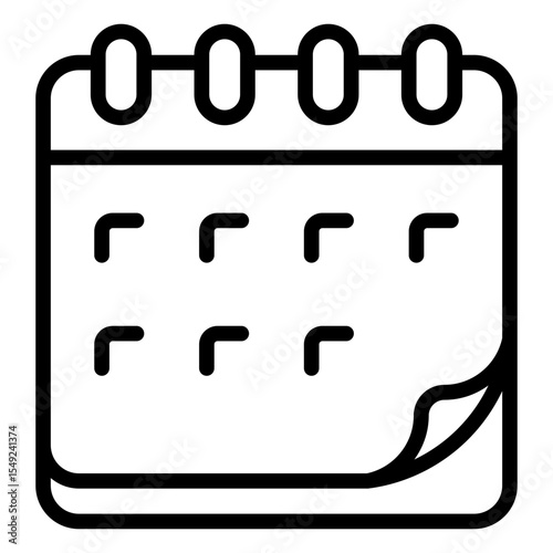 Daily Planner - Outline Style Icon - Calendar or schedule pad for tracking days, routines, or habits