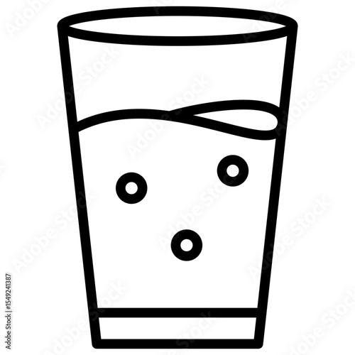 Drink Water - Outline Style Icon - glass filled with water, suggesting hydration or daily water intake