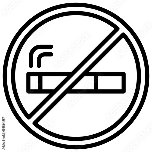 No Smoking - Outline Style Icon - cigarette with a prohibition mark, indicating smoking restriction or quitting