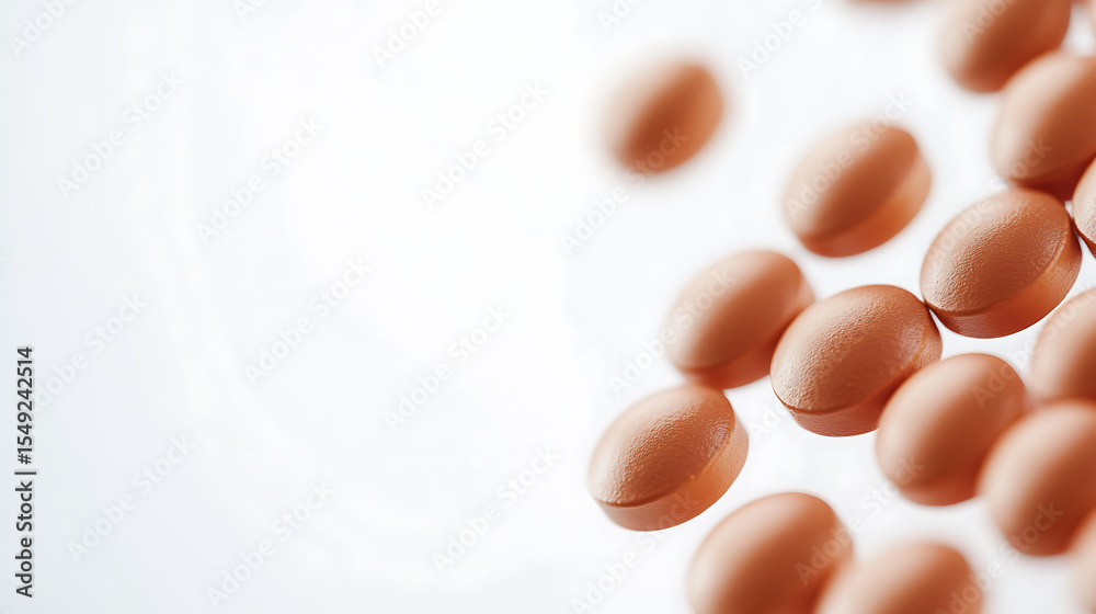 Close-up of Orange Tablets Arranged in a Curve Close-up of Orange Tablets Arranged in a Curve