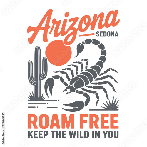 Arizona Sedona Scorpion Desert Cactus Roam Free Graphic