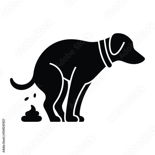 Black Dog Defecating Simple Icon Silhouette poop animal