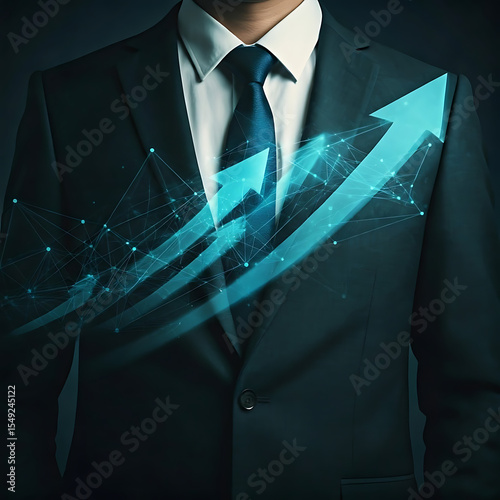businessman pressing social network grown up icon. Information of business from network Business