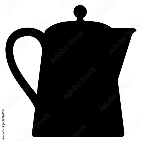 Icono con silueta de cafetera clásica con asa y tapa