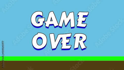 Game over end screen with cartoonish effect, Cartoonish game over, animated game footage, game ending display 