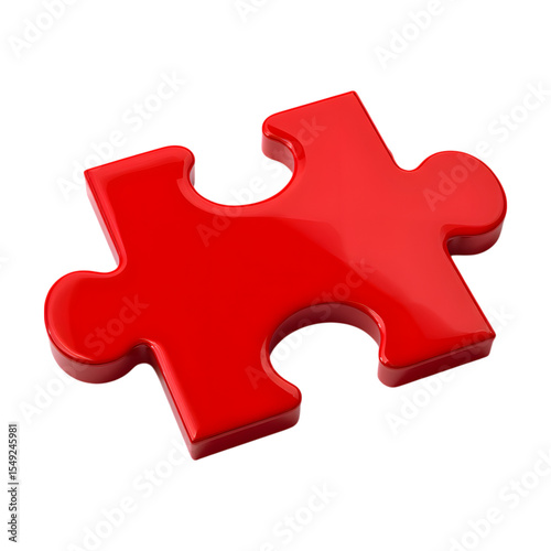 Red puzzle piece, jigsaw piece, solution concept on transparent background