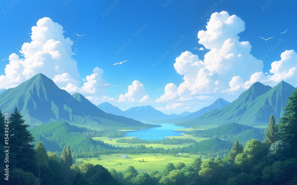 Fototapeta premium anime background of landscape for wallpaper. High quality