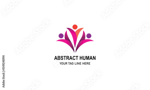 Dynamic Gradient Logo Design Featuring Three Abstract Human Figures Forming an Uplifting Community Symbol, Representing Teamwork, Diversity, and Social Connection