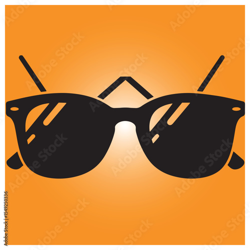 Stylish sunglasses icon against an orange background for summer fashion and leisure
