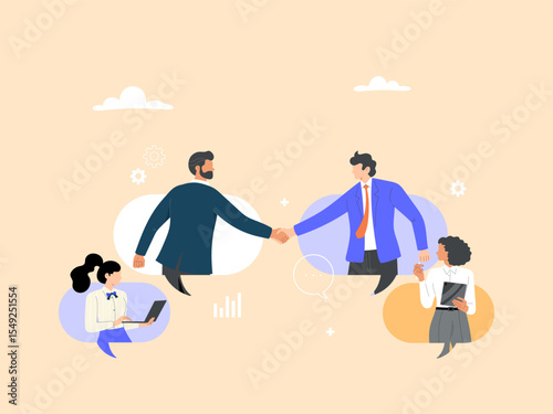 Cooperation partnership, work together for success, team collaboration