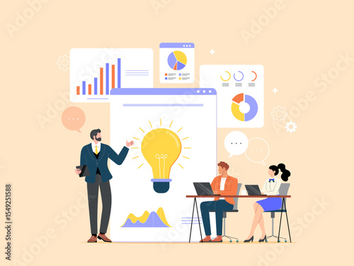 Idea presentation, brainstorming to develop business growth