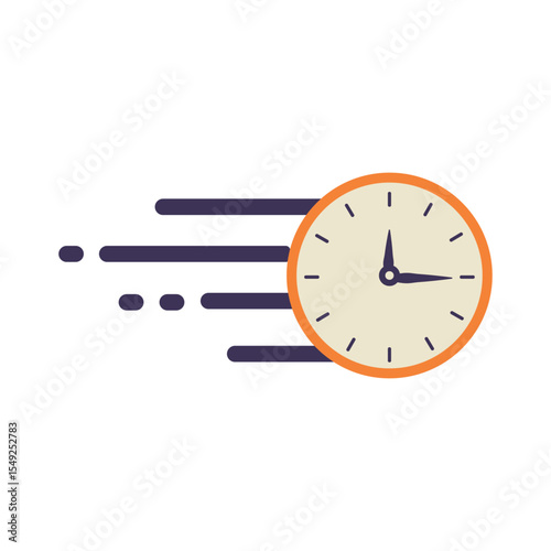 Orange and White Clock with Purple Speed Lines for Fast Time