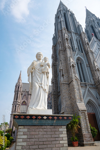 Saint Philomena catholic church of Mysore, India, Saint Joseph Cathedral, state of Karnataka, neo gothic architecture