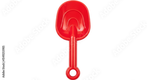 Isolated Red Toy Shovel, Plastic Children Tool