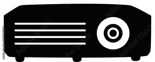 Projector Icon in Black – Flat Design Symbol for Presentation, Cinema, and Technology