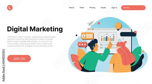 Landing page template of digital marketin