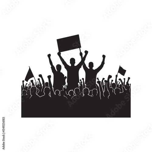 people protesting vector silhouette clip art logo design illustration