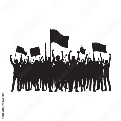 people protesting vector silhouette clip art logo design illustration