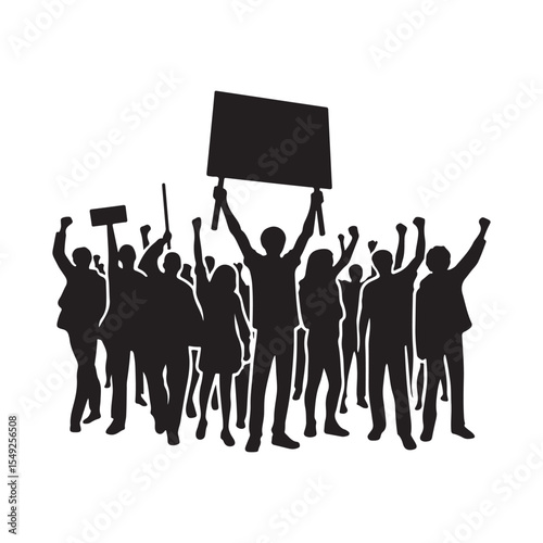 people protesting vector silhouette clip art logo design illustration