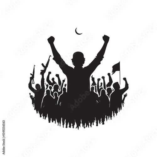 people protesting vector silhouette clip art logo design illustration