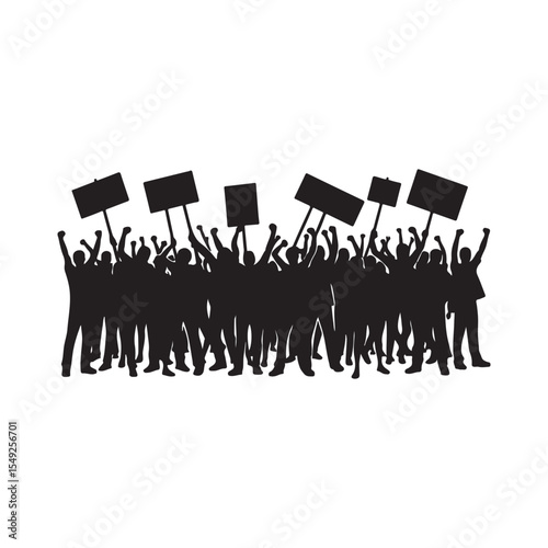 people protesting vector silhouette clip art logo design illustration
