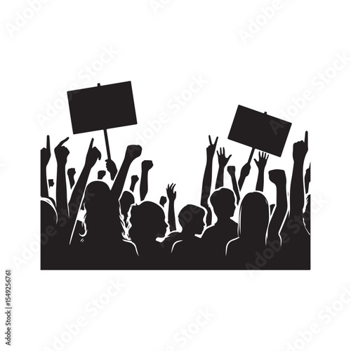 people protesting vector silhouette clip art logo design illustration