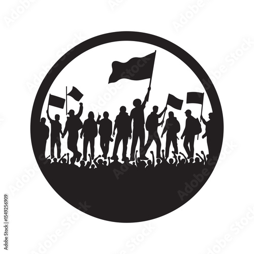 people protesting vector silhouette clip art logo design illustration