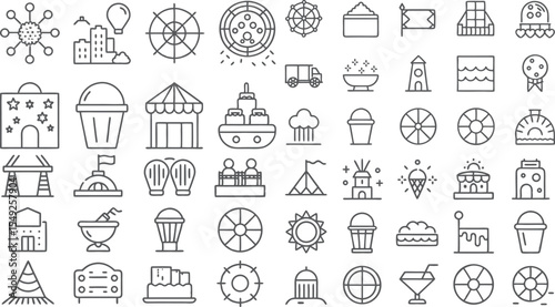 Extensive Collection of Festive and Entertainment Line Icons