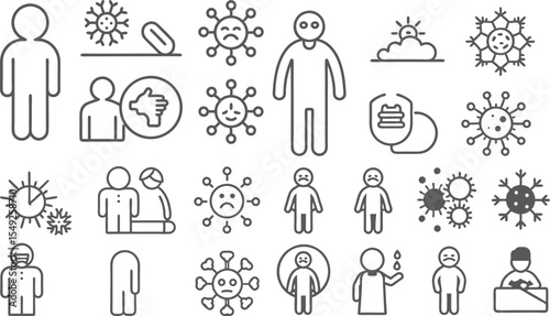Comprehensive COVID-19 Icons Depicting Health and Safety Measures