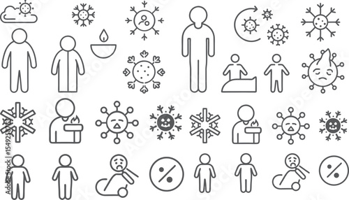 Illustrative Icons of Viral Transmission and Preventive Measures