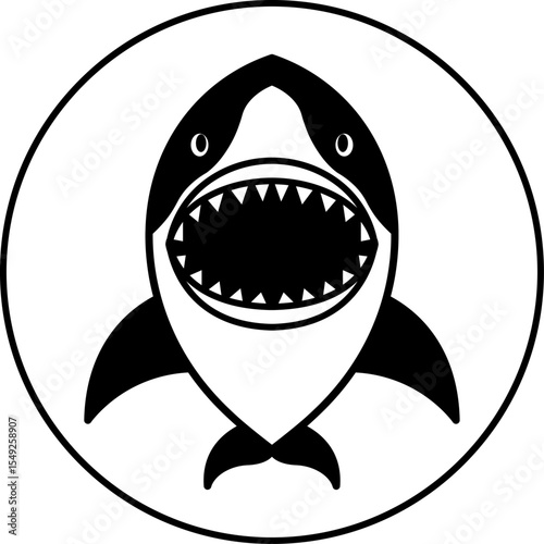isolate black and white shark icon vector