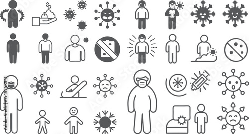 Health and Safety Icons for COVID-19 Prevention and Treatment