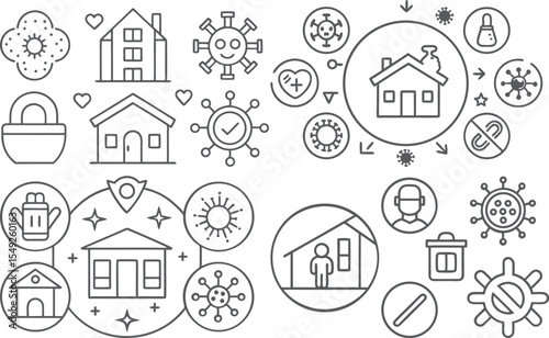 Illustration of COVID-19 Safety Measures and Home Quarantine Protocols