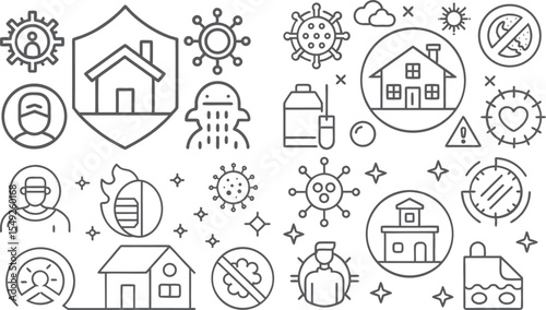 Health, Safety, and Hygiene Icons for Home and Public Spaces
