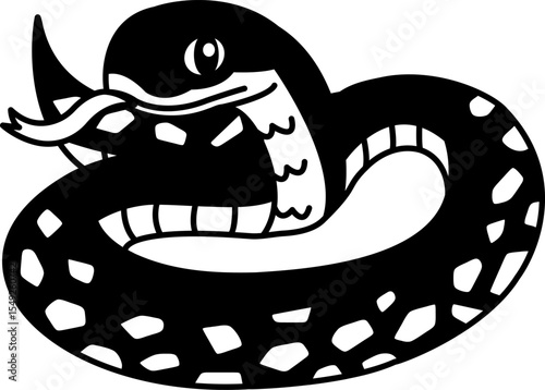 isolate black and white snake icon vector
