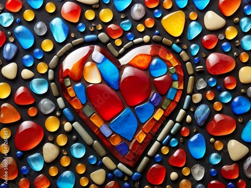 Colorful Heart-Shaped Glass Mosaic
