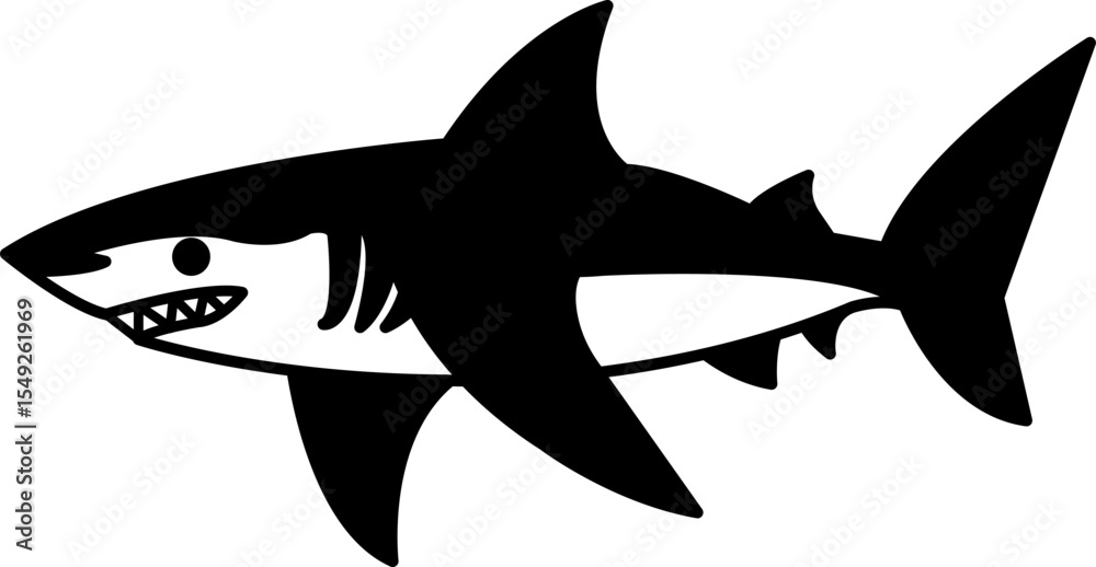Fototapeta premium isolate black and white shark icon vector
