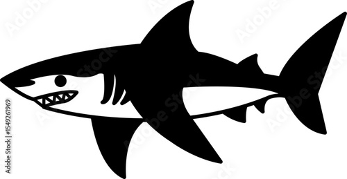 isolate black and white shark icon vector