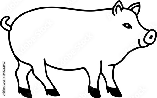 isolate black and white pig icon vector