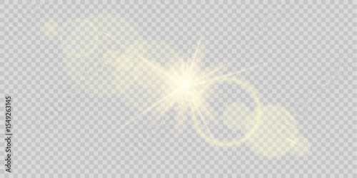 Yellow light flare with lens glow effect