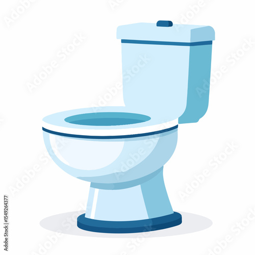 An illustration of a light blue toilet against a white background
