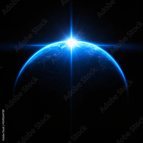 earth and blue light flare, abstract