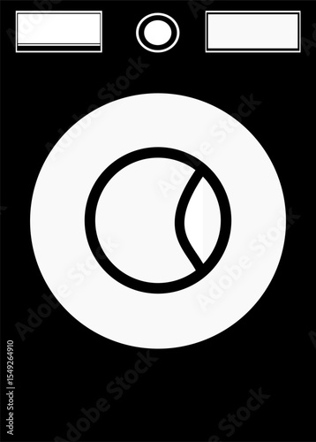 Washing Machine Icon in Black – Flat Design Symbol for Laundry, Appliances, and Home Cleaning