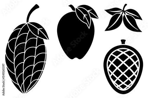 set of Mango vector silhouette illustration isolated on white background