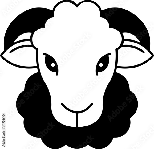 black and white ram animal isolate vector