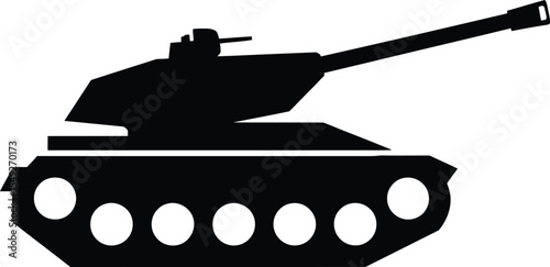 Military Tank Silhouette: Modern Armored Vehicle Icon for Warfare Imagery