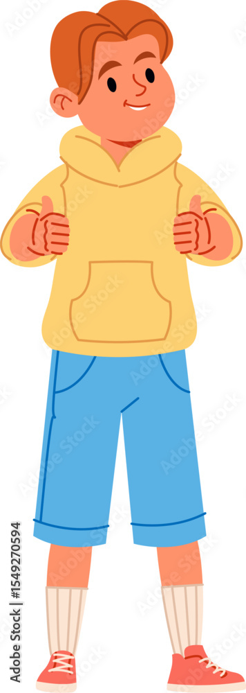 Fototapeta premium Student Boy Giving Thumbs Up