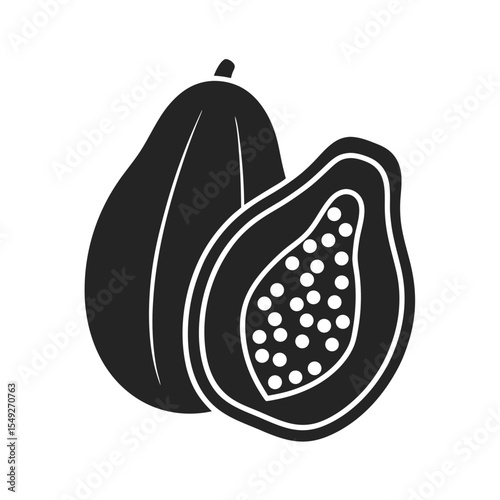 Papaya vector silhouette illustration isolated on white background