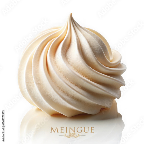 Creamy Beige Meringue Swirl Dessert isolated on a transparent background sweet